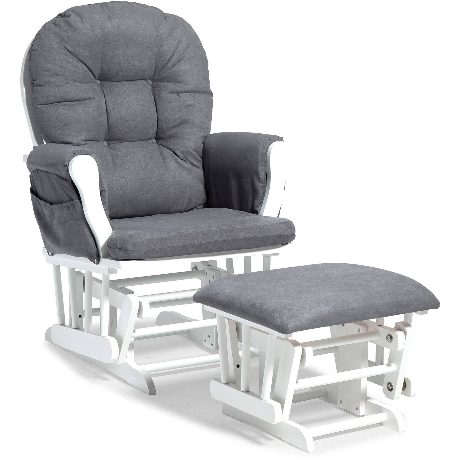 Mecedora Con Descansapies Storkcraft Blanco Tapiz Gris