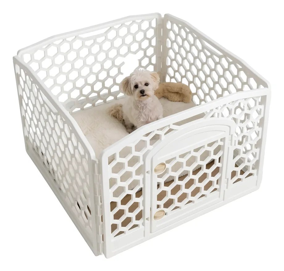 Reja Corral De Plastico Para Mascota 4 Panel Y Puerta Blanco, DISEÑO DE PANEL