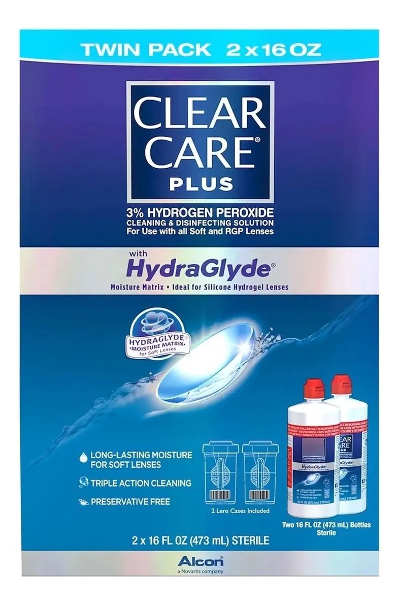 Solución Clear Care 32oz Limpiador Desinfectante Hidrógeno Lentes Contacto