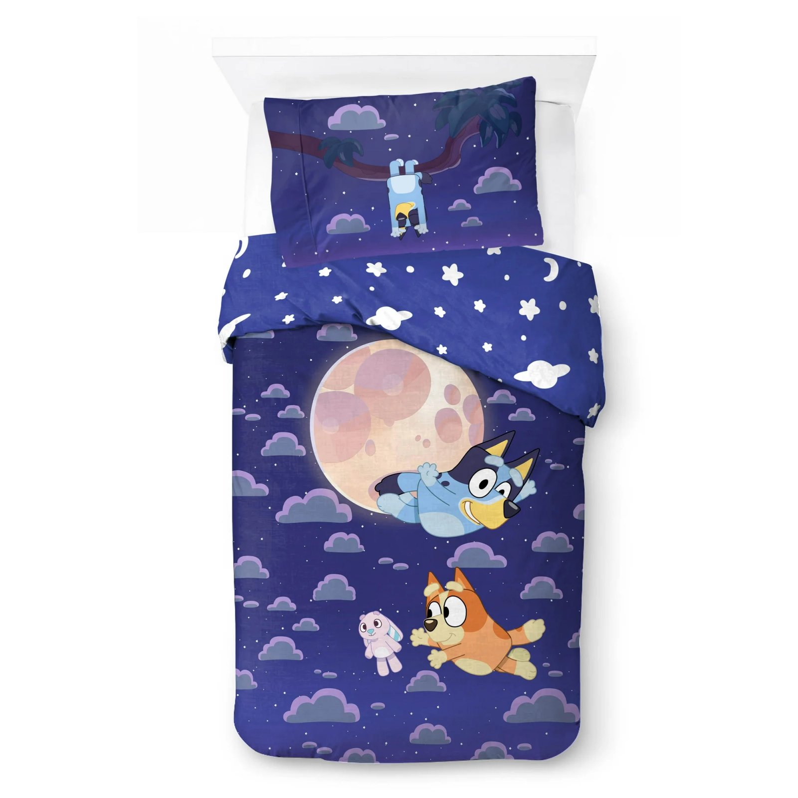 Edredon Bluey Azul Reversible tamaño Individual y Matrimonial 2pz