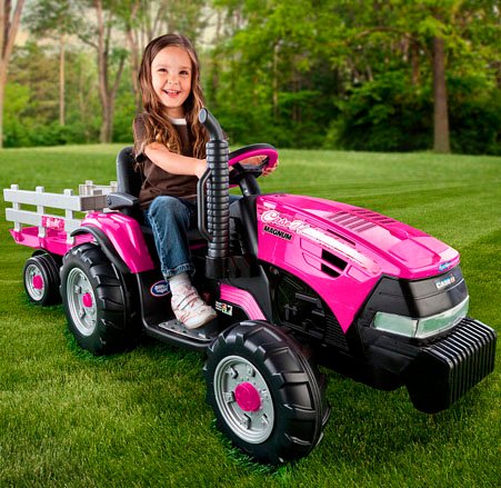Tractor Eléctrico Infantil 12V Peg Perego Ih Magnum Rosa Todo Terreno